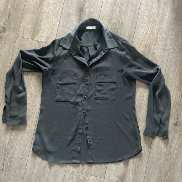 Pleione Tops - Pleione Blouse Womens Size XS Green Long Front Button‎ Down Polyester